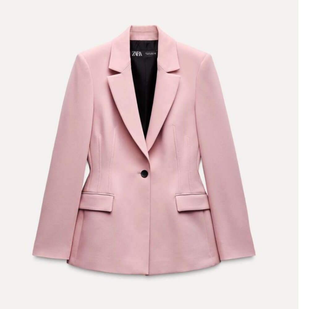 Zara Powdering PINK Tailored (with shoulder pads) Blazer